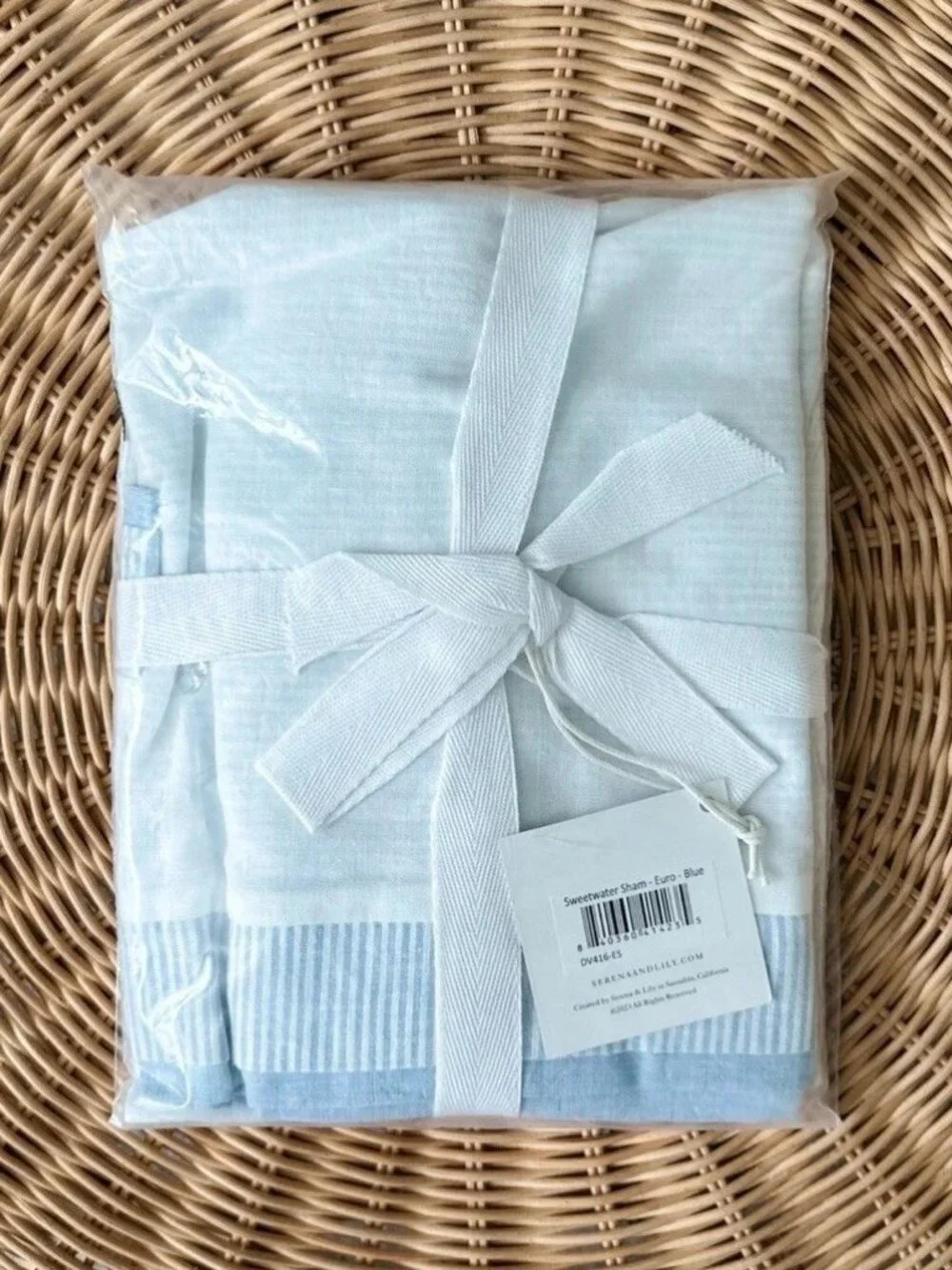 NEW Serena & Lily Sweetwater Euro Pillow Sham-Blue